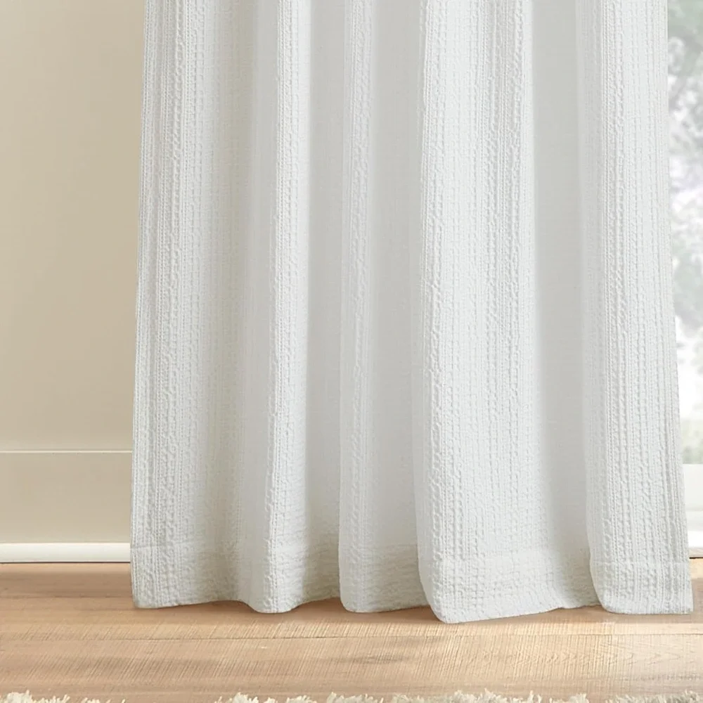 DKNY Pure Donna waffle stripe textured Curtains - White - set of 2 - 50